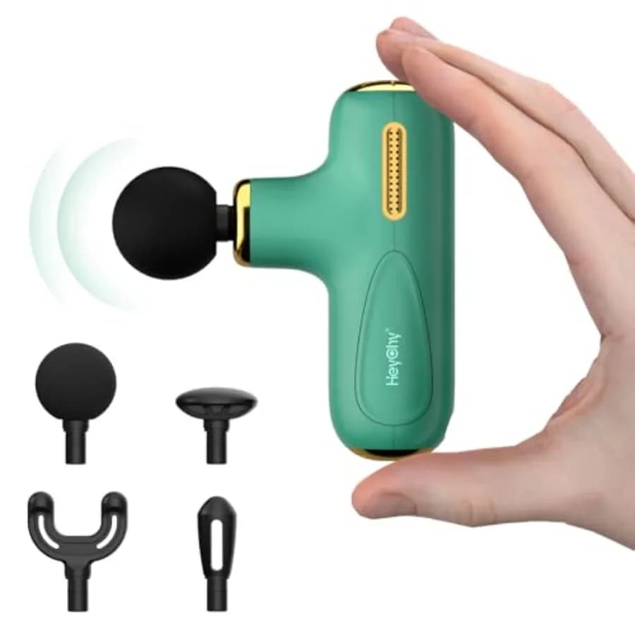 Mini Deep Muscular Massage Gun, Portable Massage with 4 Heads, Silent, for Back Pain, Travel Size