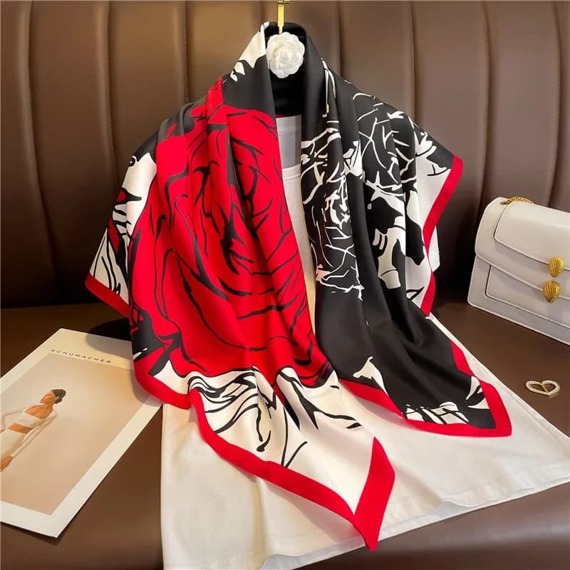 90x90CM Fashion Square Scarves, Solar Beach Protection, European and American Style Silk Scarves, Popular Printed Bandanas