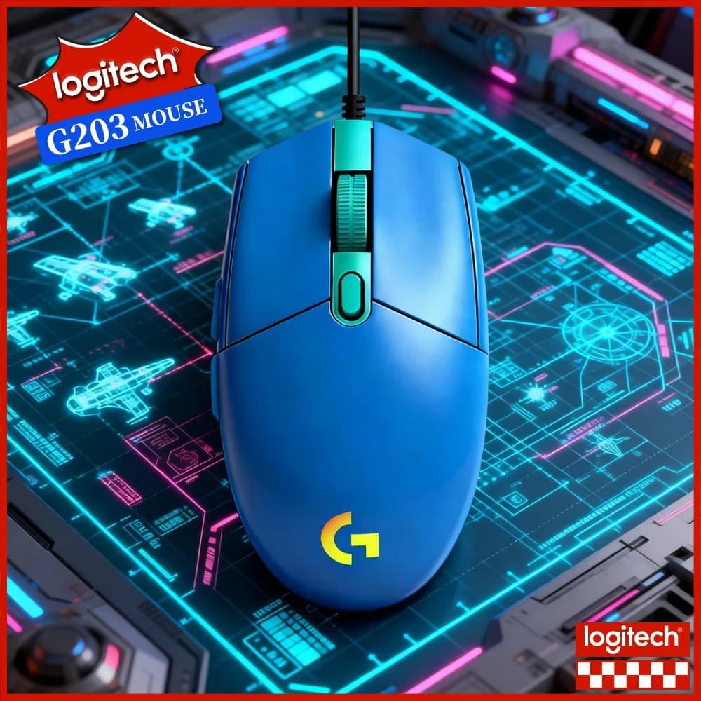 Logitech G203 Wired Gaming Mouse Customizable RGB Glow Tunable DPI Comfy Grip USB For Pc Competitive Office