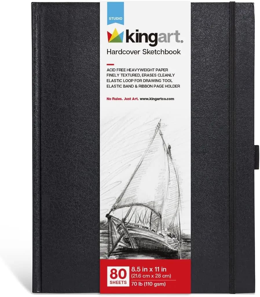 Hardcover Sketchbook Journal – 8.5x11 Inch, 80 Sheets (160 Pages), 110gsm Acid-Free Heavyweight Paper, Black Bound Notebook