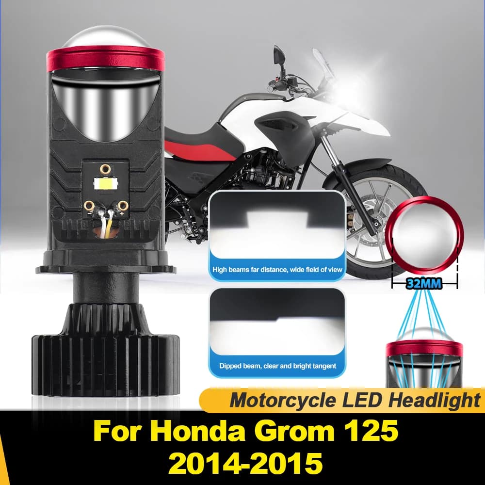 H4 LED Faro Del Motociclo 100W Mini Lente Proiettore Moto Luce 12V 30000LM Super Luminoso Moto Lampada Per Honda Grom 125 2014 2015