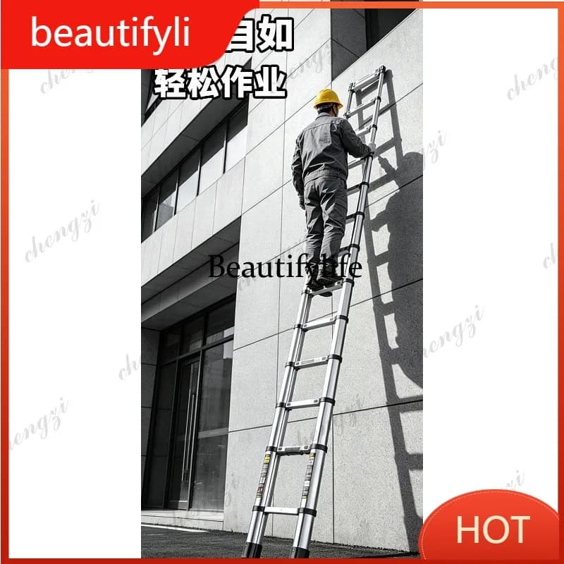 A139 stainless steel telescopic ladder household engineering ladder safe and stable multi-functional folding ladder