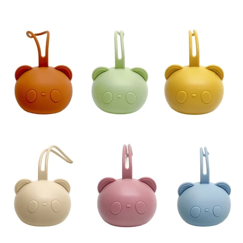 Custodia per ciuccio a forma orso cartone animato Custodia per ciuccio in silicone Custodia per ciuccio portatile Contenitore