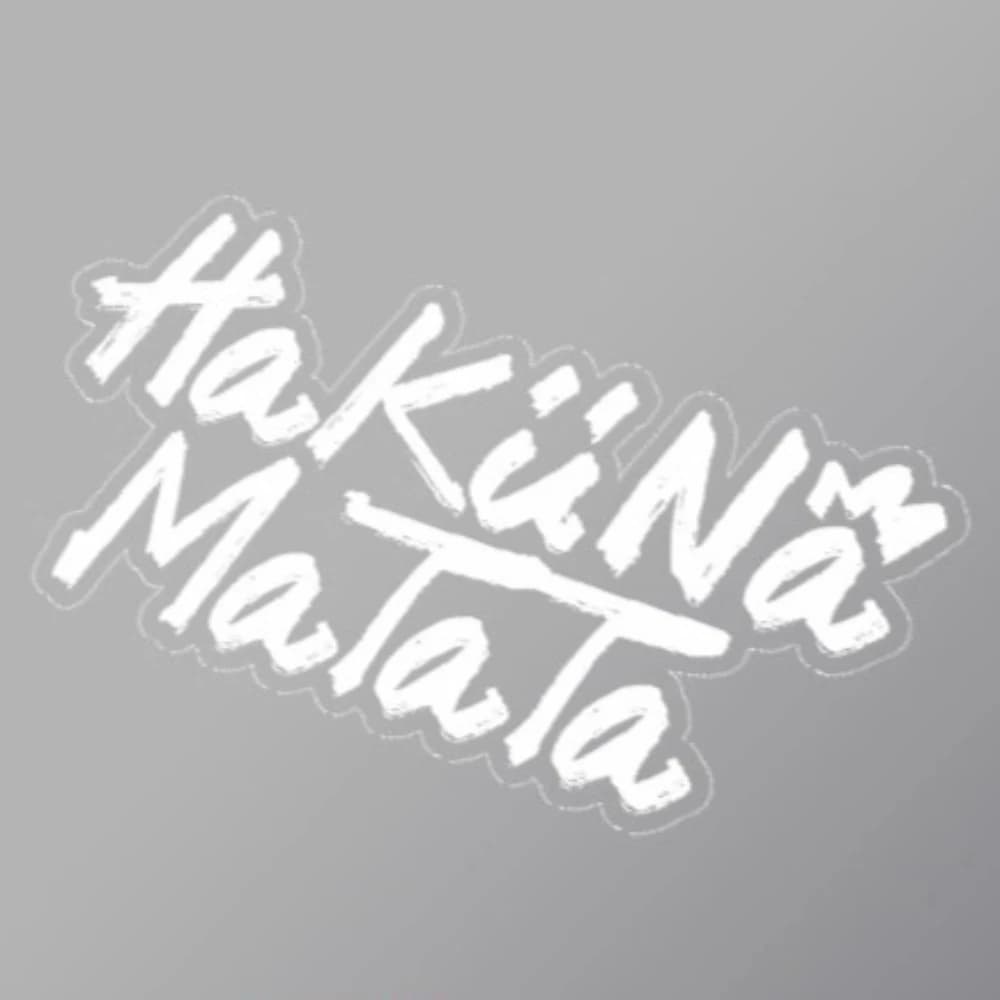 Set di adesivi scritti a mano da 2 pezzi "Hakuna Matata", adesivo in vinile impermeabile bianco e nero per bici, auto, casco, laptop