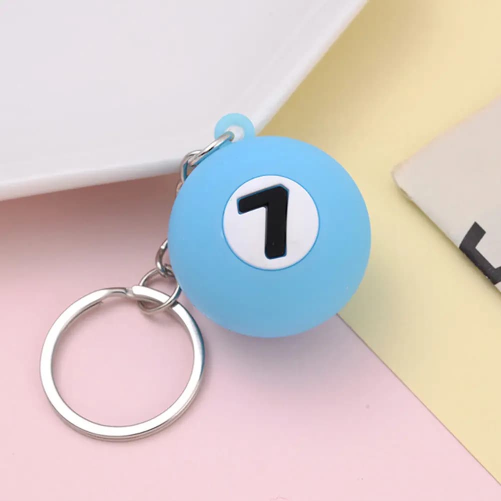 Set di 7 Portachiavi a Forma di Biglia da Biliardo, Leggeri e Resistenti, Tema Sportivo, Piccoli Anelli Decorativi in Metallo