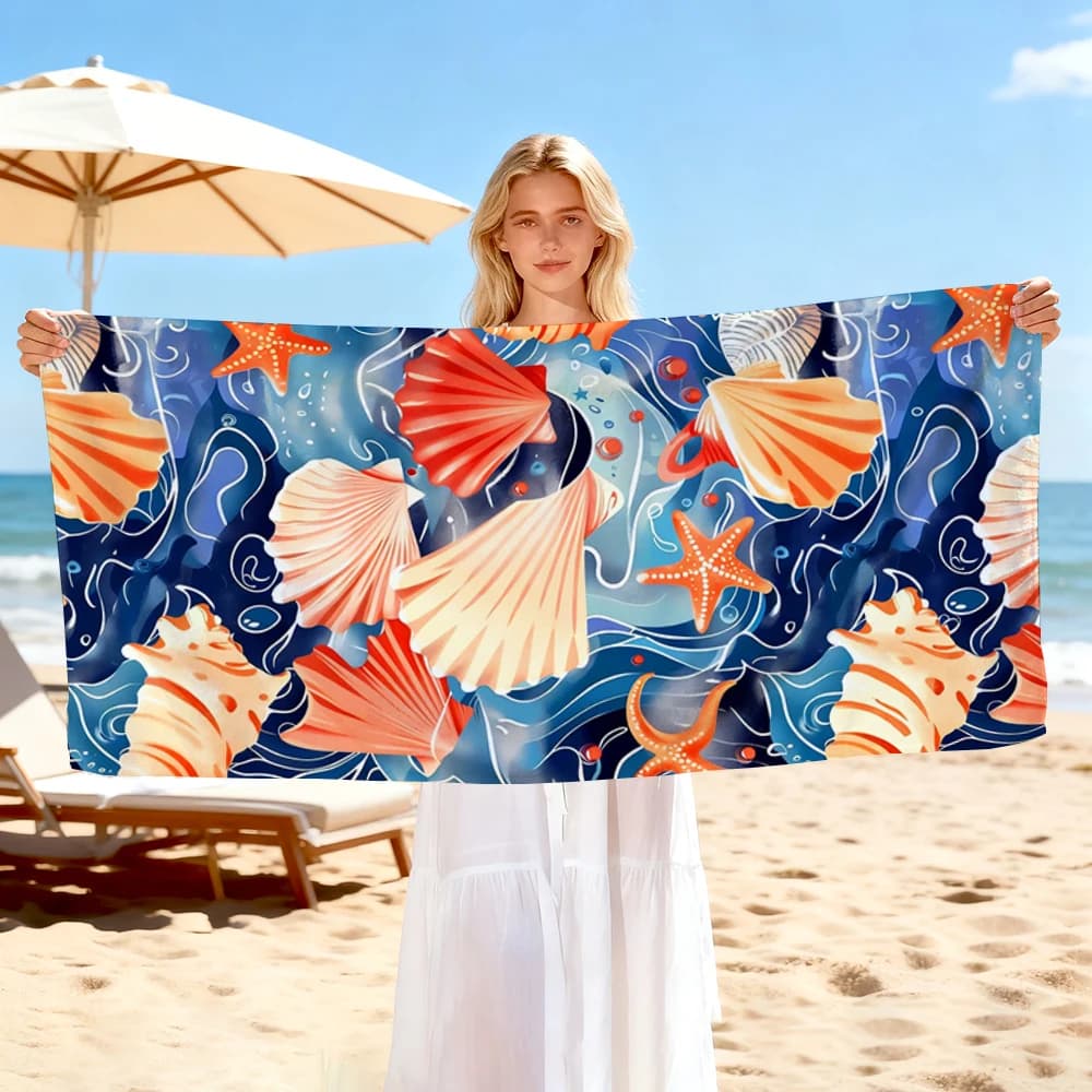 Asciugamani da spiaggia in stile vacanza a tema oceano, asciugamani da bagno per il corpo, sauna, viaggi, spa, accessori da bagno, spiaggia, campeggio, picnic