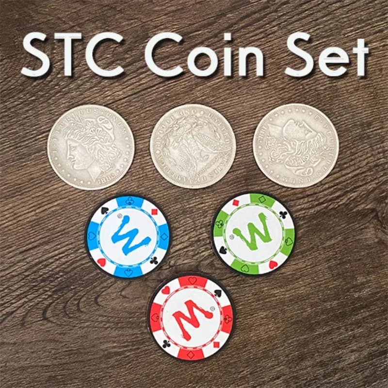 Set di monete STC Trucchi magici Cambio di monete Penetere Magia Close Up Illusione Trucco Moltiplicazione di monete d'argento per chip Magica Prop