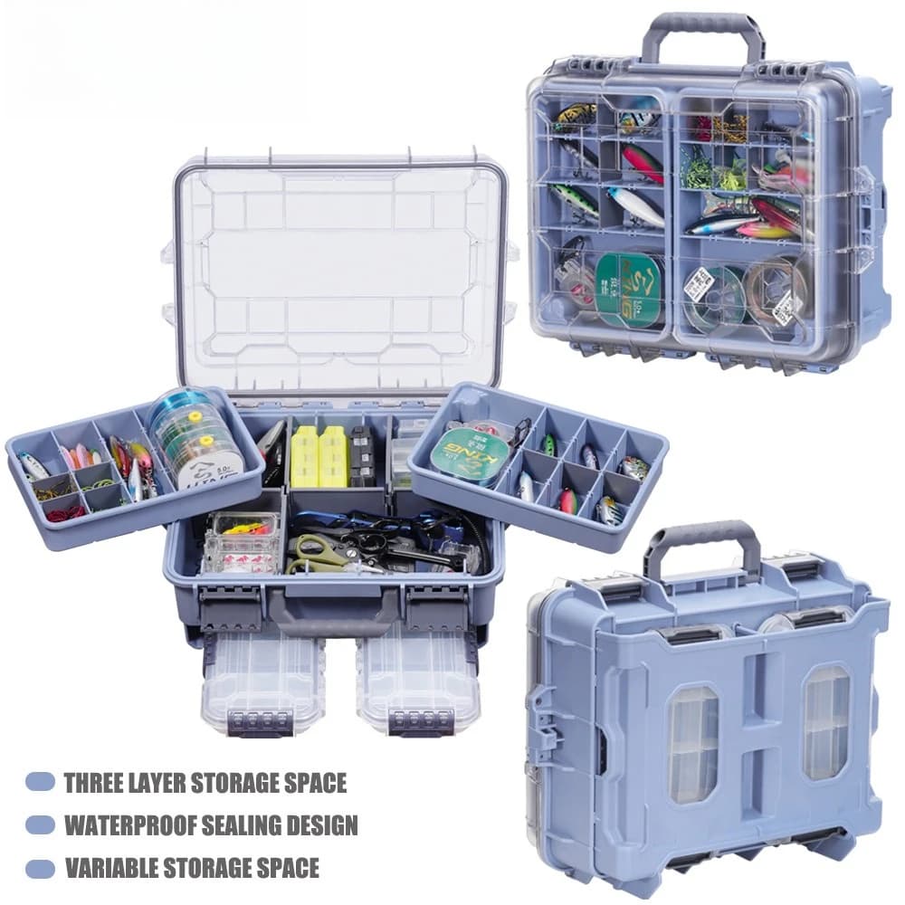 Large Portable Double Layer Waterproof Tackle Box Multifunctional Lure Storage Organizer With Handle