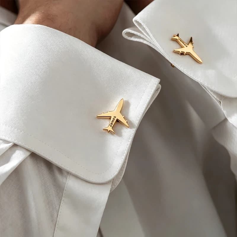 Custom Laser Engraved Cufflinks Personalized Airplane Cufflinks Custom Stainless Steel Cufflinks For Husband Suit Wedding Gifts