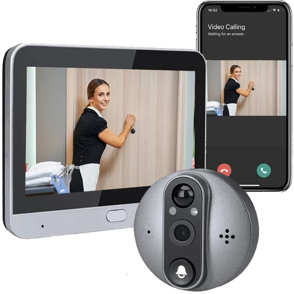 TNTX 2.4G WiFi Security Peephole Audio Door Phone with 3MP Camera Two Way Speaker Tuya Smart Intercom Battery Powered