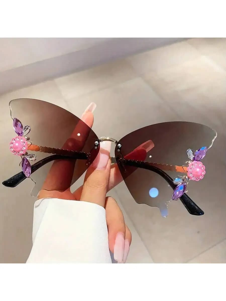 Women's Butterfly Glasses - Purple Pink Gradient Lenses, Elegant Party And Daily Wear - Lightweight And Durable Frame -