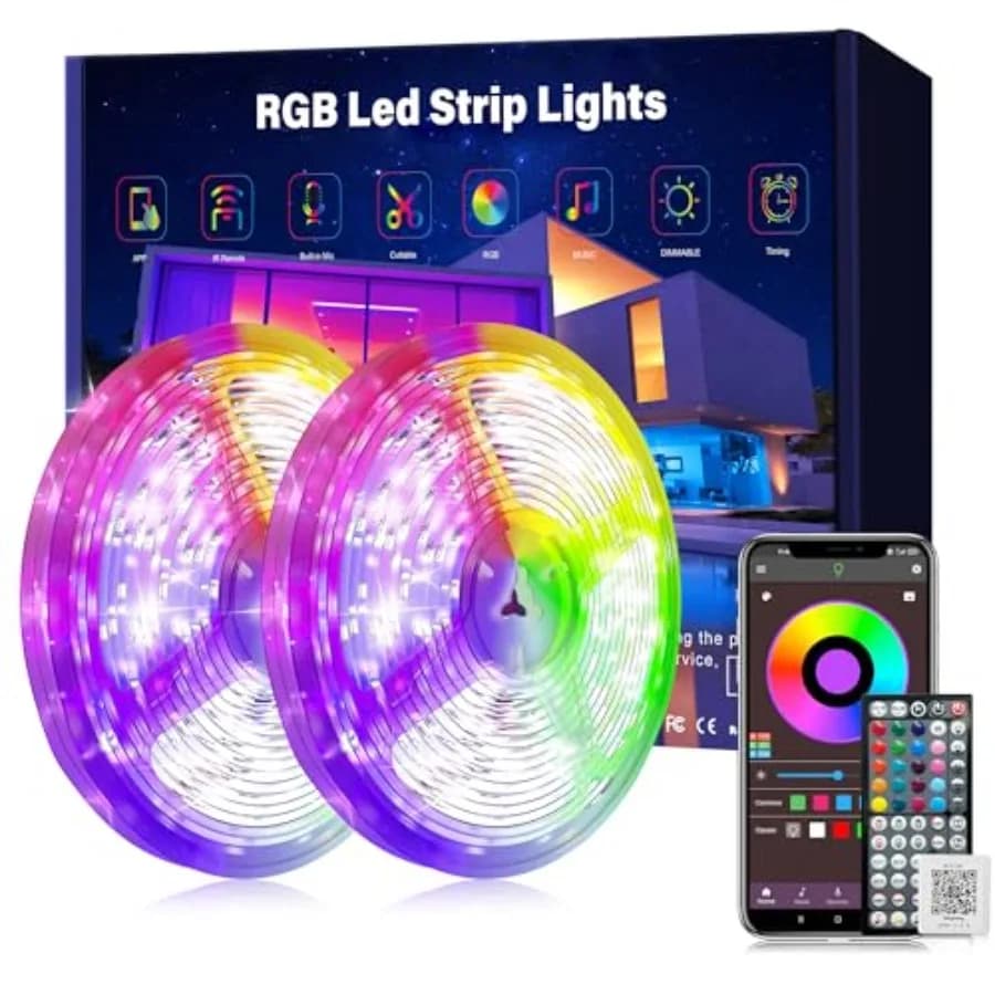 Led Lights for Bedroom 150Feet 2 Rolls * 75ft Music Sync Color Changing Led Strip Lights with 60 Key Remote and App Control RGB