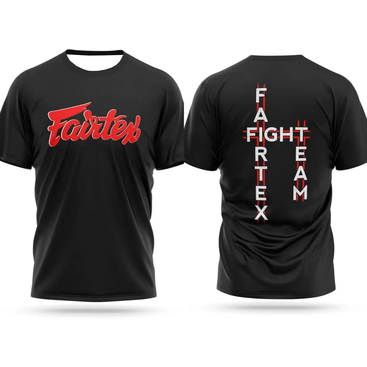 Brand Crew Neck Short-sleeve T-shirt with Front Logo Print & Back Vertical FIGHT TEAM Lettering for Sports & Daily Wear