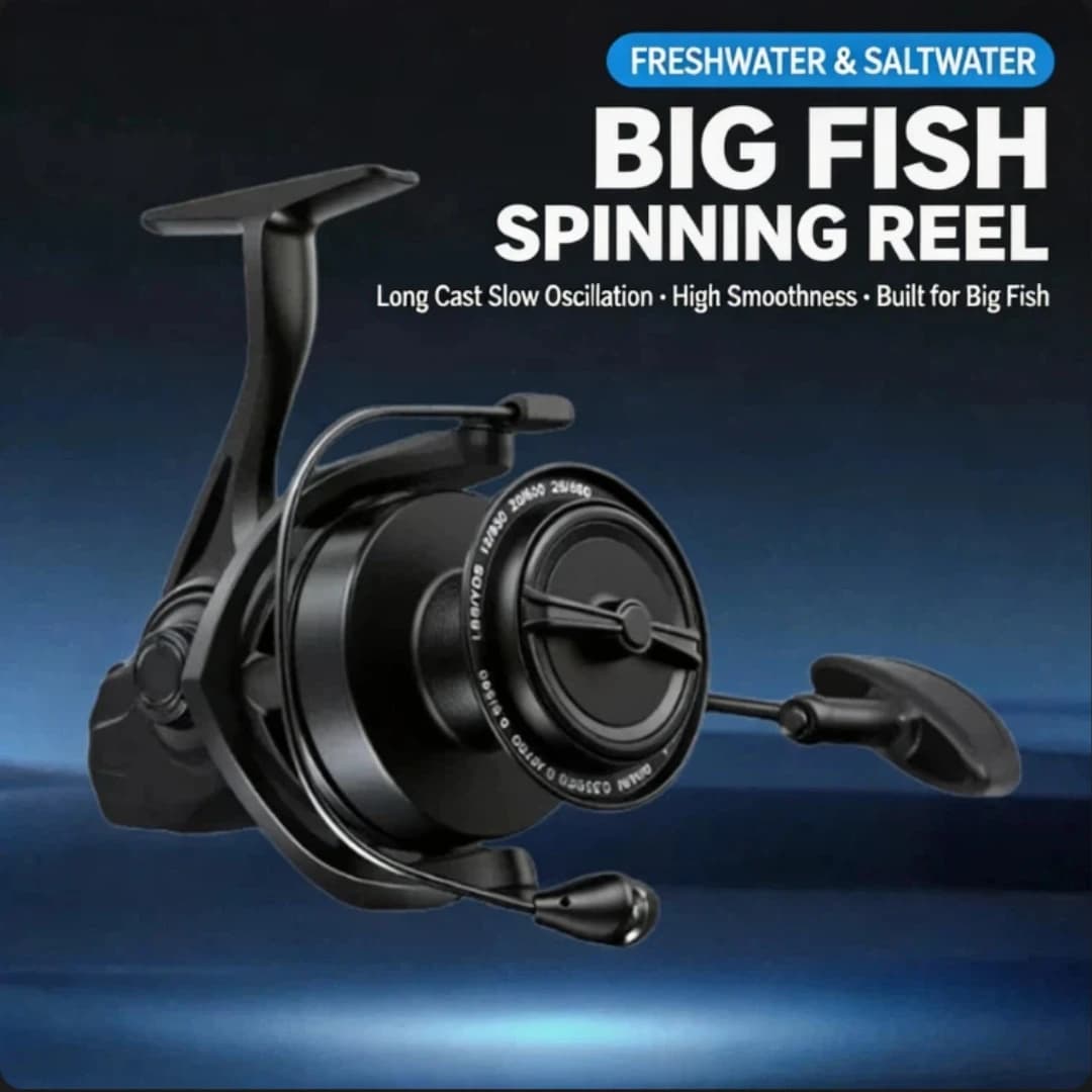 NGK Spinning Fishing Reel Black Samurai Full Metal 10000 Size Long Cast Shallow Slant Spool For Big Fish Sea Carp Anchor Fishing