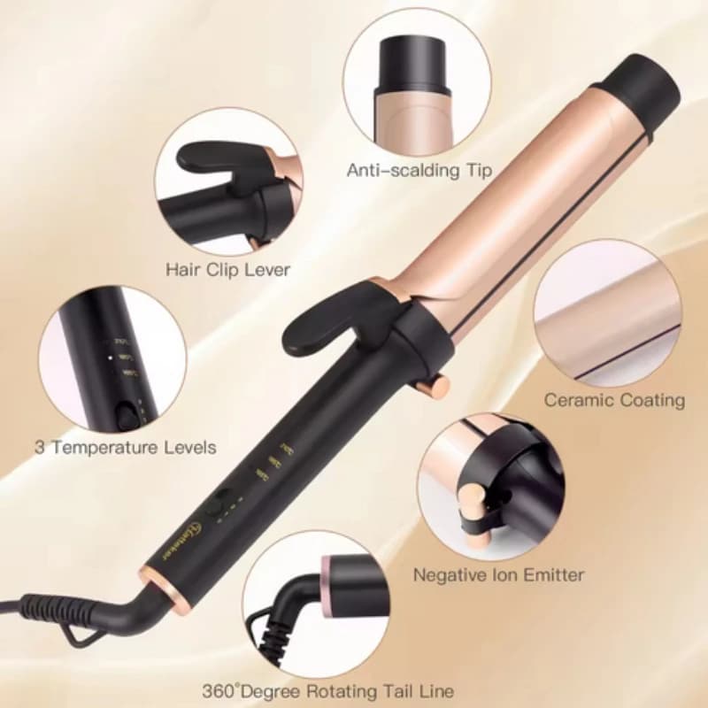 Nuovo Ferro Arricciacapelli da 36mm per Onde Grandi e Ricci Francesi, Arricciacapelli per Frangia e Ricci Interni, per Uso Domestico e Styling Professionale