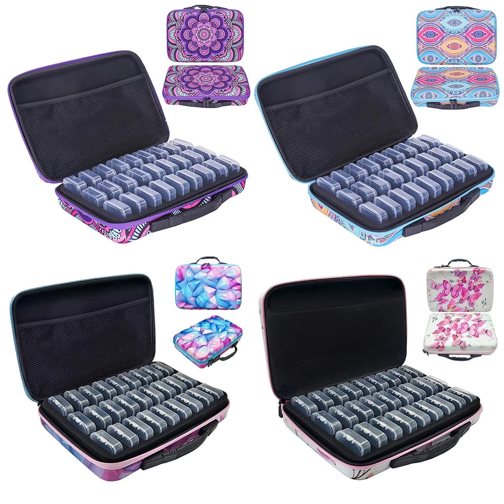 Butterfly Print Diamond Painting Storage Case with 27 Clear Organizer - Portable Craft Tool Kit for Beads, Jewelry & DIY Kits