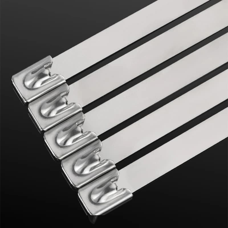 100Pcs 304 stainless steel cable ties, metal steel strips, industrial fixed parts, detachable and tightened binding straps
