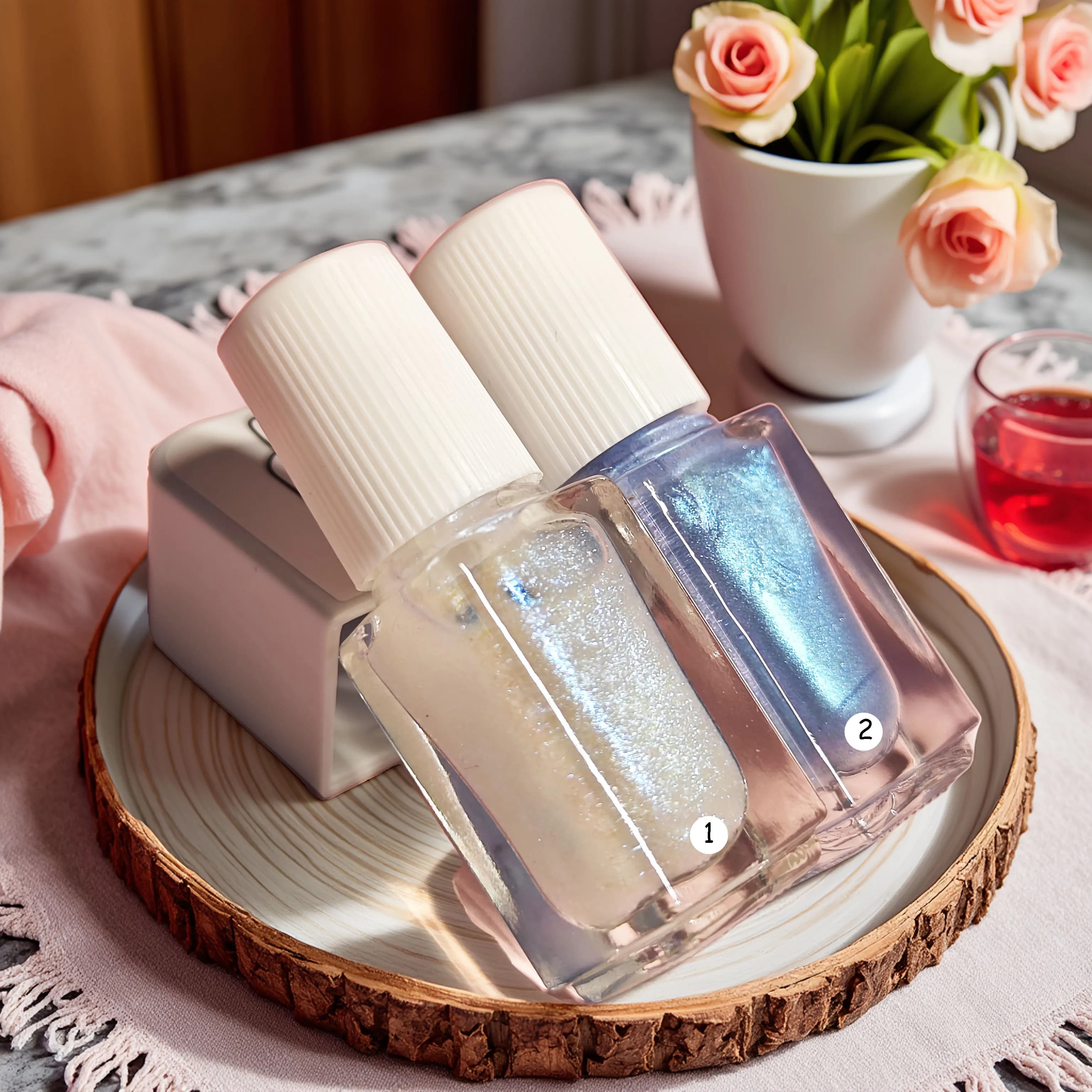 D09 Aurora Set of 2 bottles Nail Polish No-Cake Nail Polish triple color peelable water based fast drying and long life