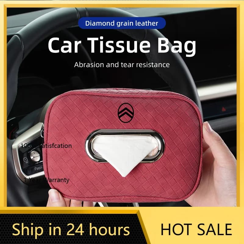Porta Fazzoletti in Pelle per Auto 2026, Accessorio da Appendere al Sedile Posteriore per Citroen C4 C3 C5 C1 C2 Cely