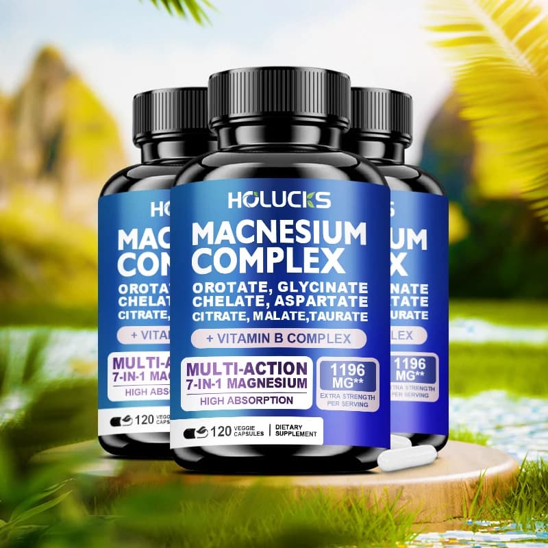 Magnesium complex 1000 mg supplement, with vitamins C, E, B1, B2, B6, B12, Citrate magnesium glycinate, sick, taured and citrate