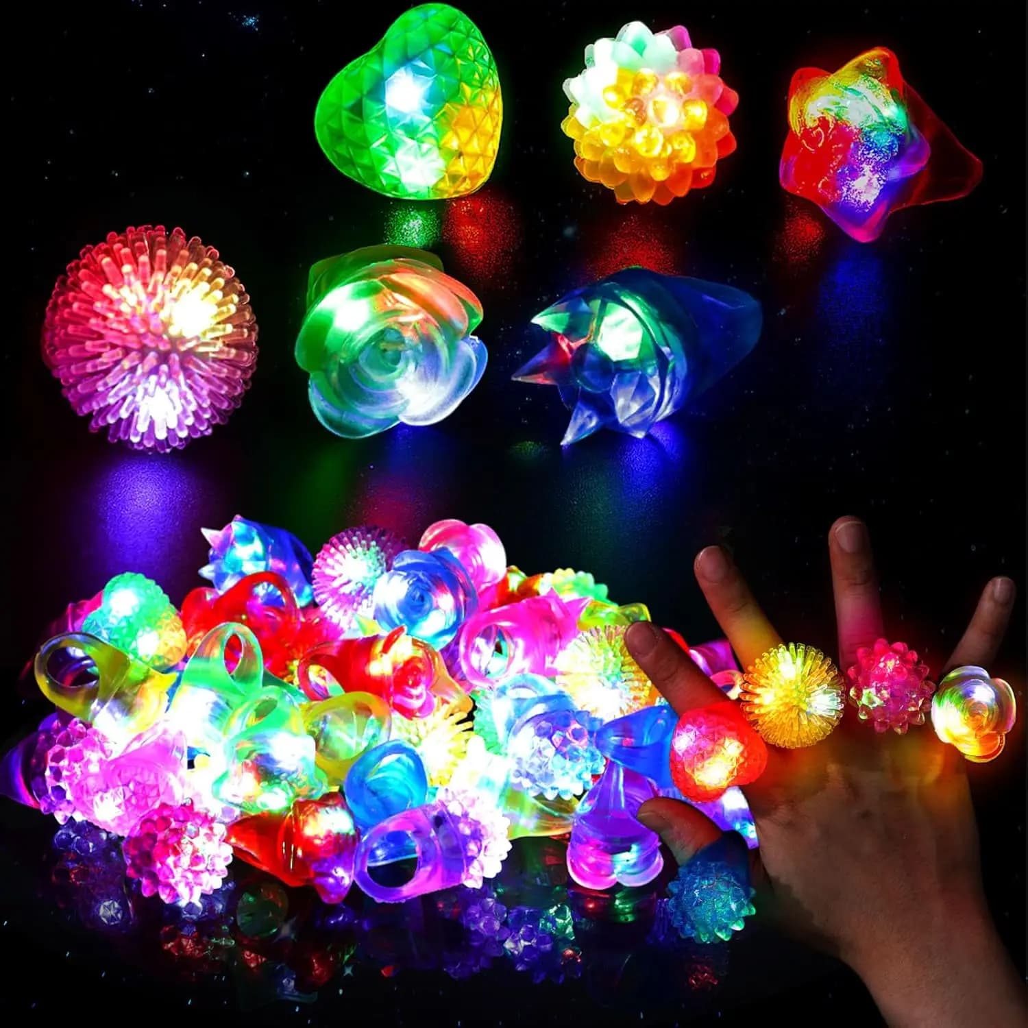 10 pezzi di anelli luminosi a LED che si illuminano al buio, anelli da dito lampeggianti per bambini e adulti, bomboniere per feste, compleanni, concerti, carnevale