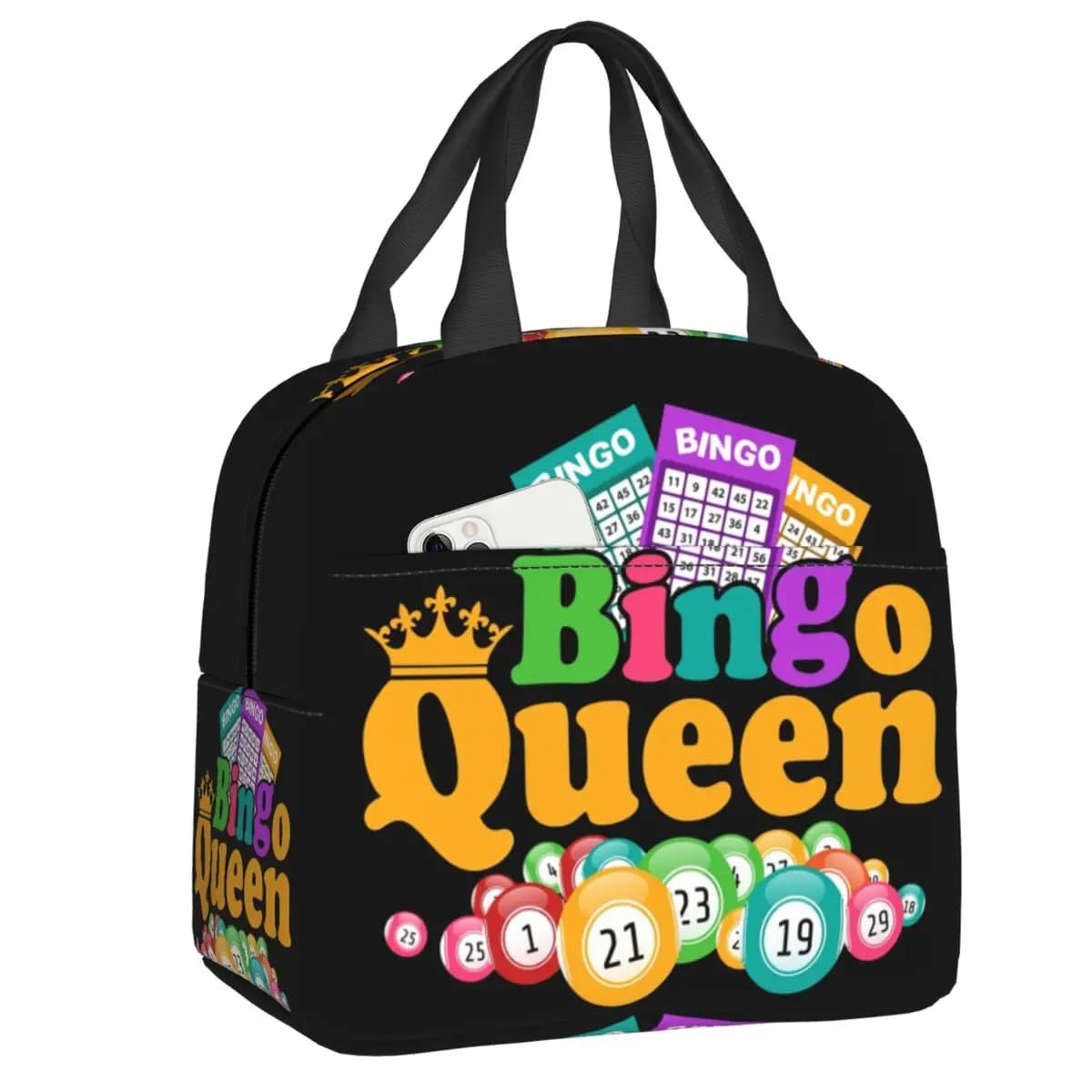 Borsa per il pranzo personalizzata Bingo Queen Game Lover Borsa per il pranzo termica per donna Contenitore per il pranzo riutilizzabile Scatola per alimenti multifunzione per picnic all'aperto