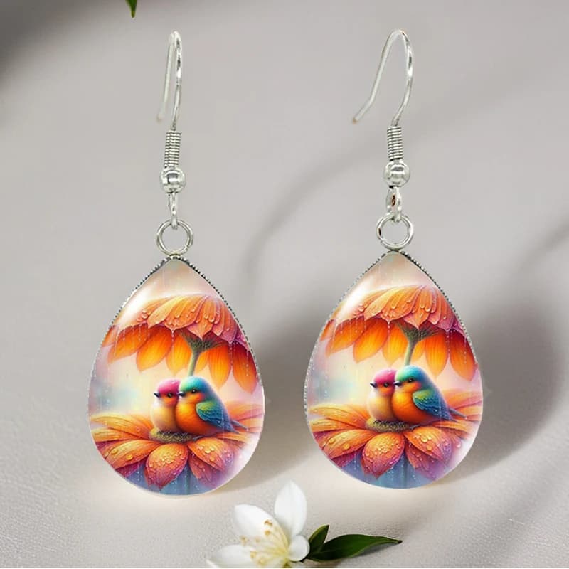 New Fashion Parragoli colorati sui fiori Immagine a goccia ciondola gioielli fatti a mano Orecchini con amo da pesca
