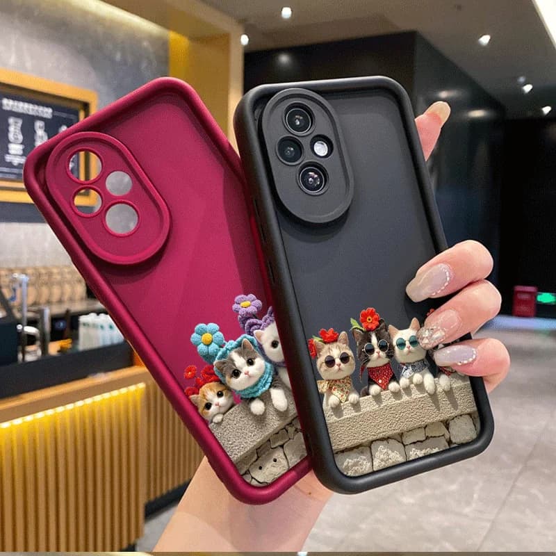 Creative Soft Cover with Cat Print with Sunglasses for Huawei Nova 11i 10 9 SE P20 P30 P40 Pro Mate 50 40 PRO