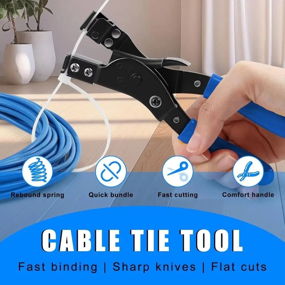 Pinza Manuale Multiuso per Fascette in Nylon 2.4-12mm, Strumento per Avvolgimento, Taglio e Legatura Cavi
