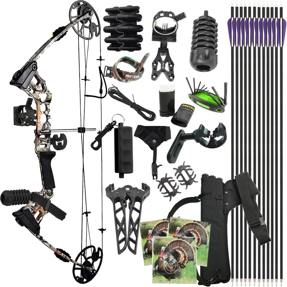 Compound Bow 20-70 lbs Adjustable Carbon Arrow Alloy Riser Junxing X8 Archery Pulley Bow for Shooting Practice Target Hunting