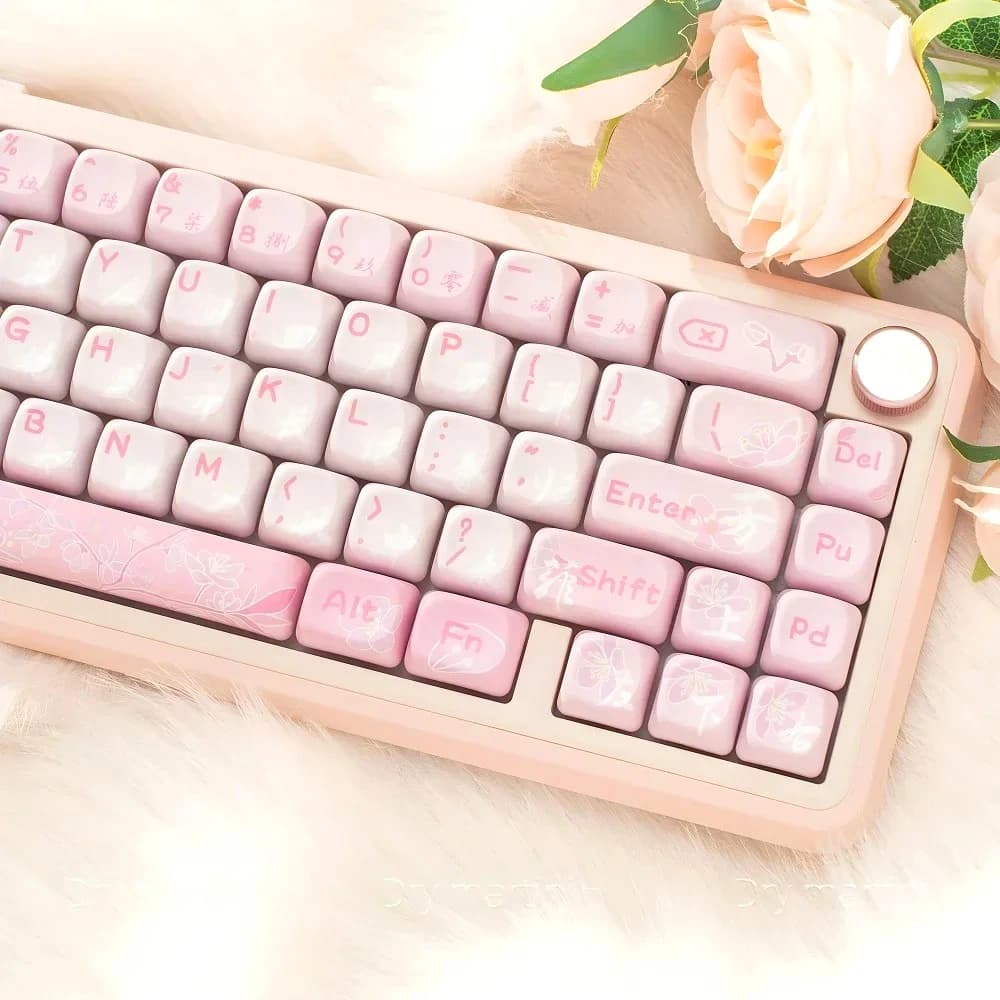 MOA pink PBT 131 theme buttons Cherry Blossom for mechanical keyboard accessories 60/64/84/98/108