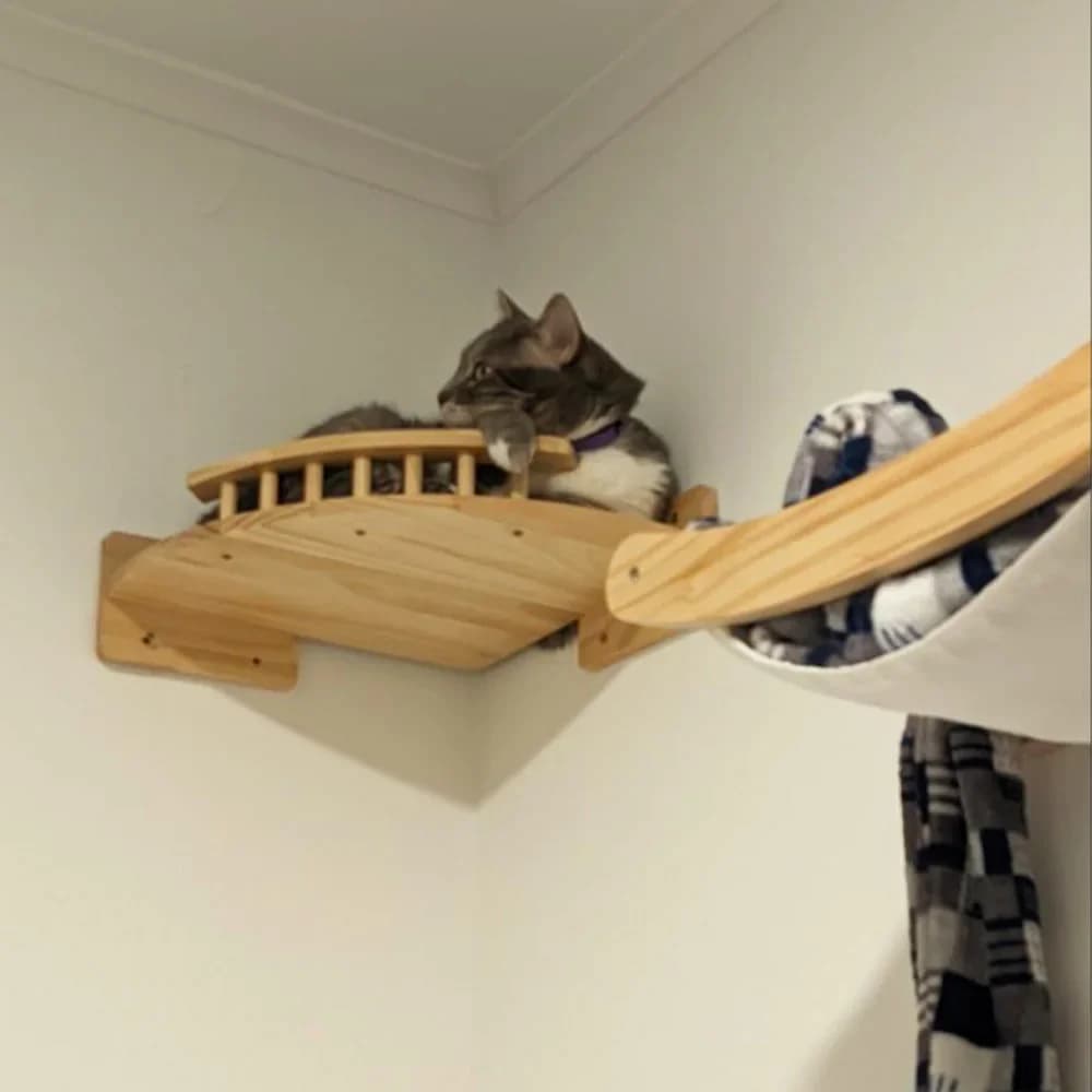 Scala per Gatti in Legno con Corda di Sisal, Gradini da Parete per Gatti, Tiragraffi per Gatti, Tavola Tiragraffi, Albero Tiragraffi, Arredamento per Animali Domestici