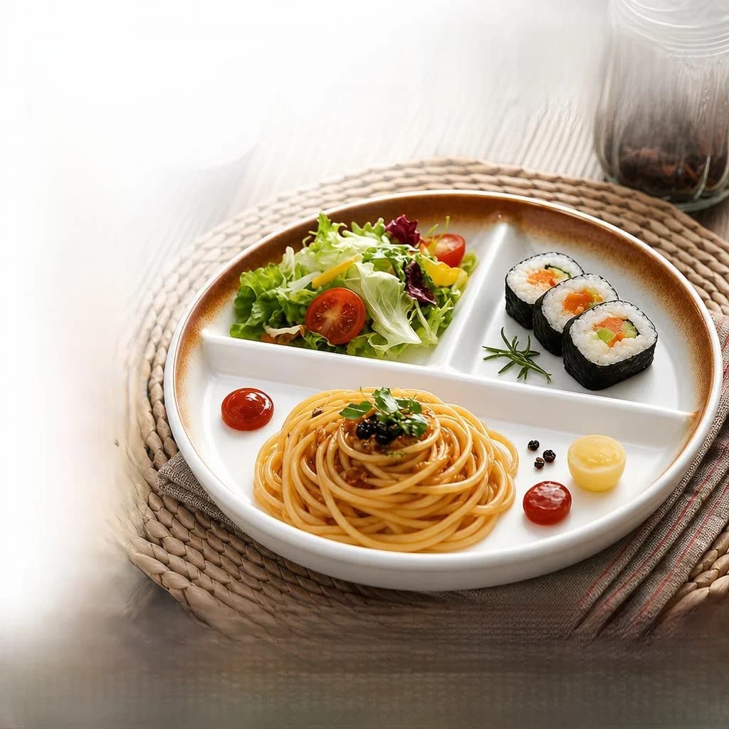 Ladies Special Ceramic Plate for Weight Loss Diet Divided Three Sections Individual Serving Creative Home Use Quantity Control