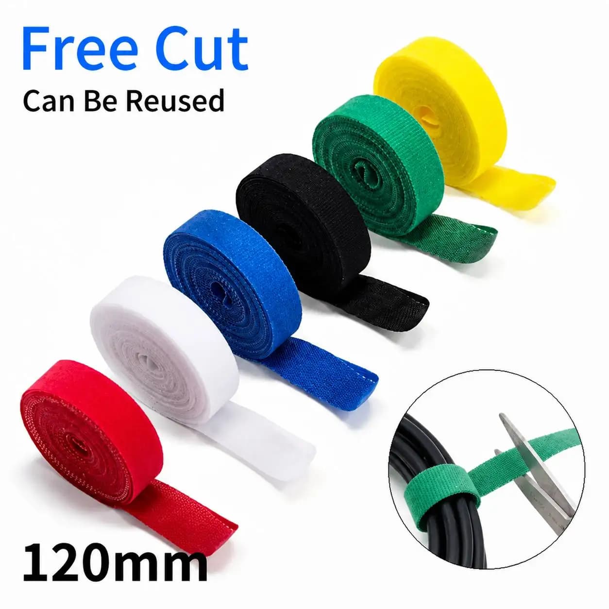 5 Meters Self Adhesive Tape Width 12mm DIY Accessories Reusable Cable Tie Wire Straps Tape
