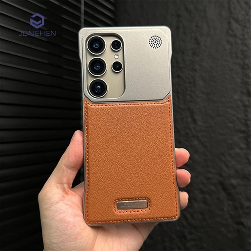Luxury Magnetic Leather Aromatherapy Case For Samsung Galaxy S22 S23 S24 Plus S25 Ultra Wireless Charge Borderless Alloy Cover