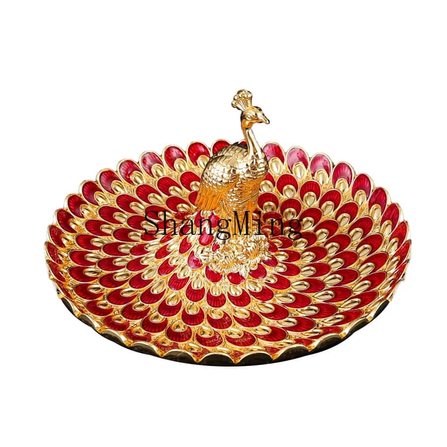 Piatto Decorativo DSA con Rilievi di Pavone, per Frutta Secca, Ideale per Soggiorno e Sala da Pranzo, Contenitore per Snack