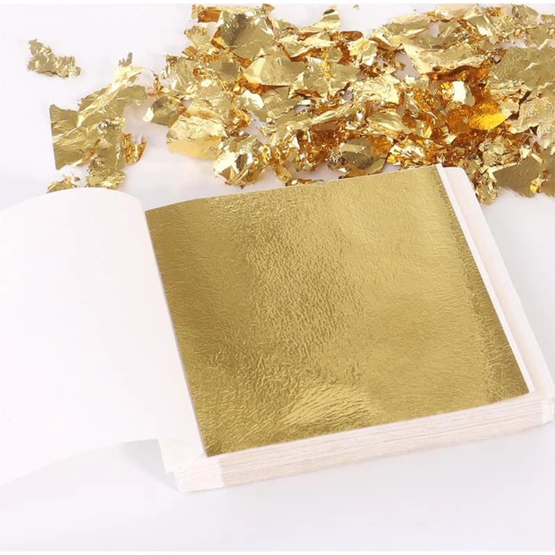 200 Pieces Golden Lamina Sheets Imitation Gold Sheet for Nail Decoration, Painting, Crafts, Resin and Candles