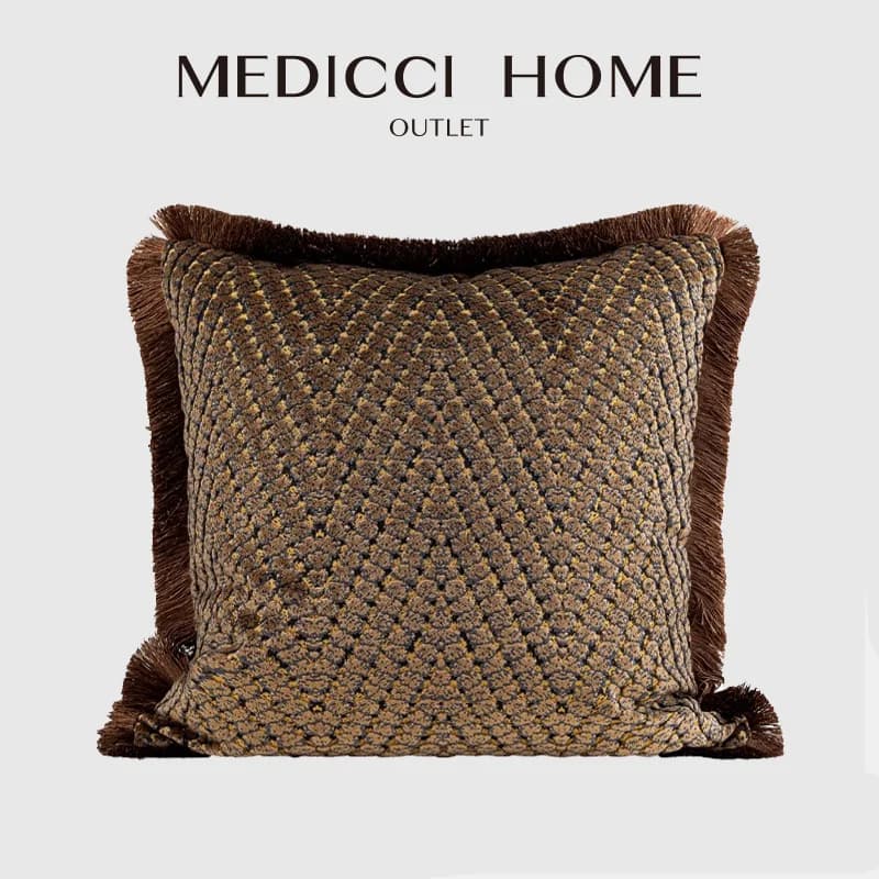 Medicci Home Federa per cuscino di lusso in stile italiano vintage Fodera per cuscino con schizzi geometrici in oro marrone per divano letto