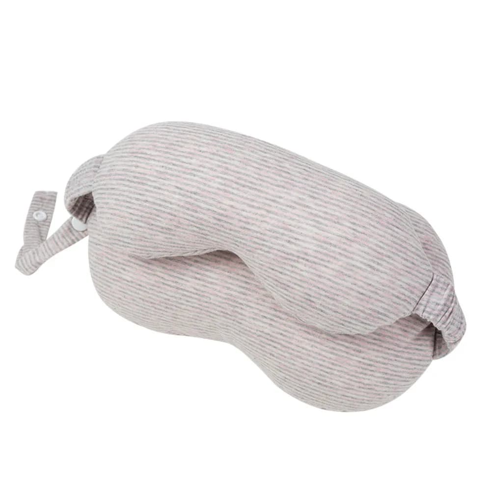 Nuovo Cuscino da Viaggio 2 in 1 in Memory Foam con Mascherina Regolabile in Cotone per Uomo e Donna