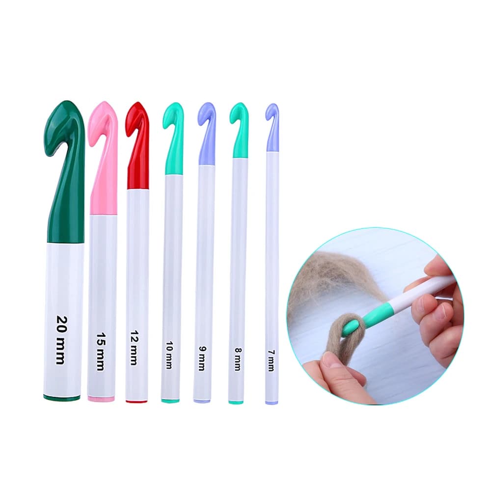 7 pz plastica di grandi dimensioni uncinetto fai da te ago ferri da maglia spessa lana tessuto filato artigianato strumento per maglieria 7/8/9/10/12/15/20mm
