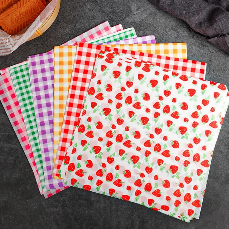 100 Sheets 7-color Wax Paper Barbecue Picnic Party Fast Food Oil Resistant Paper Sandwich Packaging Paper Lining Sandwich Paper
