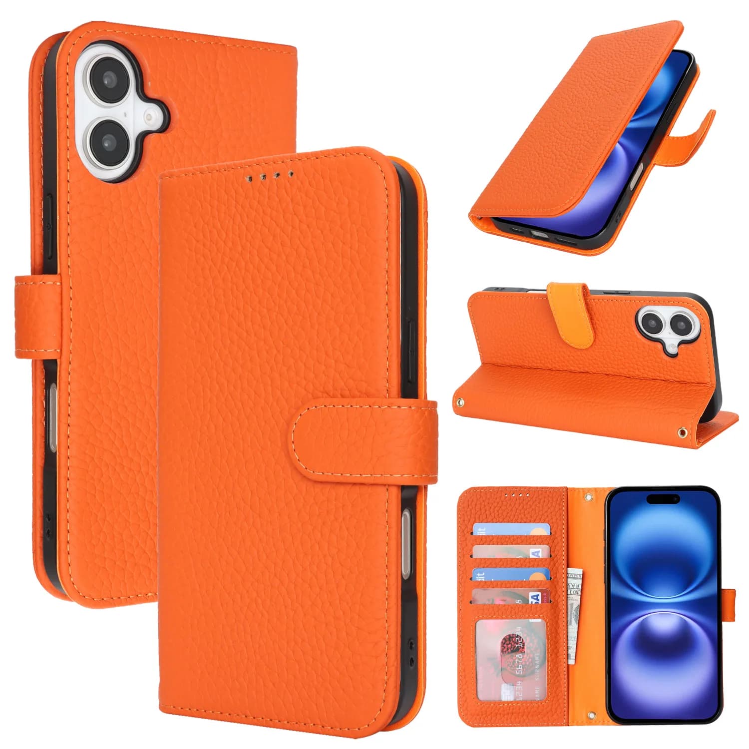 Custodia a Portafoglio in Vera Pelle Bovina per iPhone 17 Pro Max 13 14 15 16 Pro Max Plus 17 Air, con Scomparti per Carte, Borsa Protettiva per Telefono Business