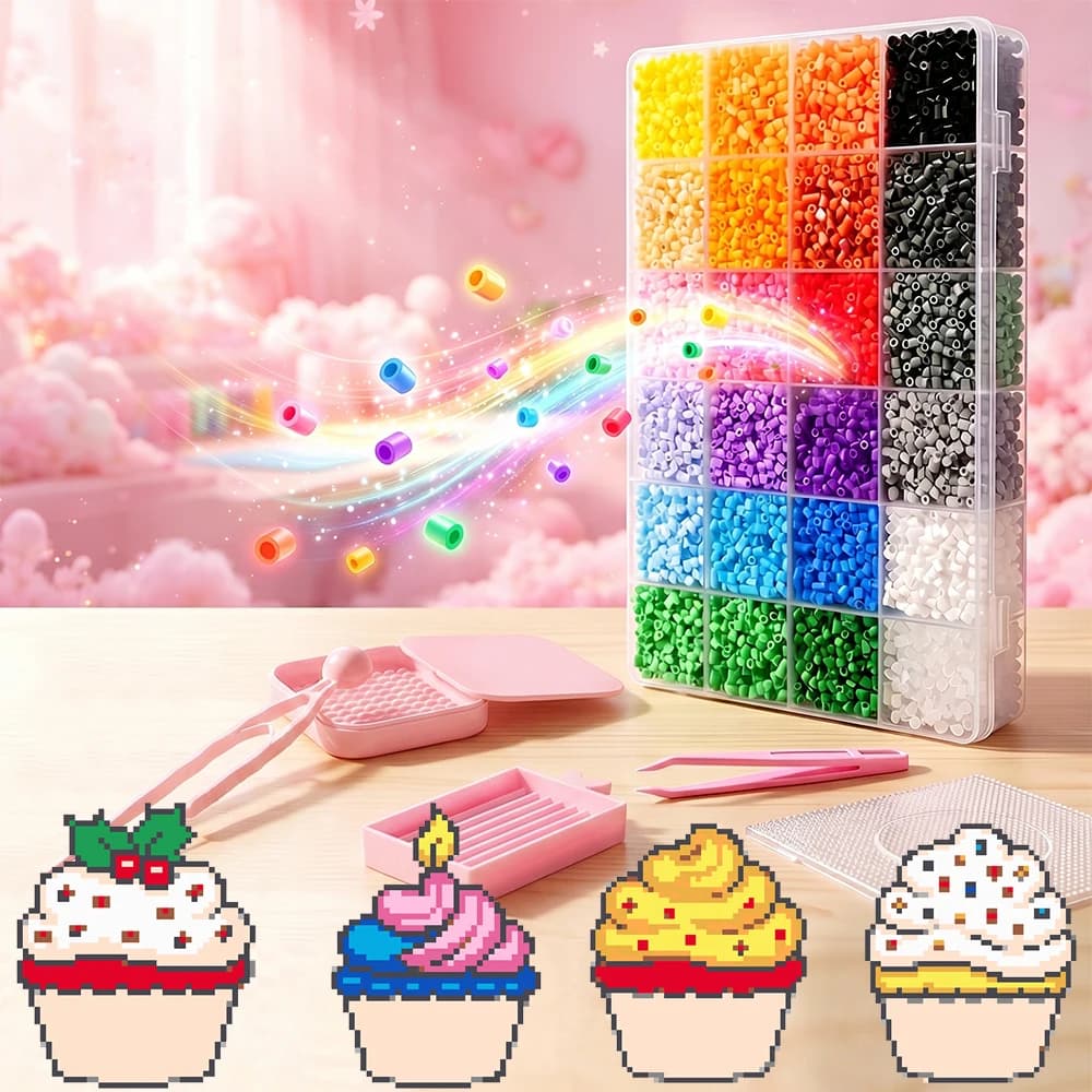 24 Colors Box Set Hama Beads 2.6mm 3d Puzzles Diy Cartoon Paper Cupcakes Fuse Beads Pegboard Tools Kit Handmade Gift