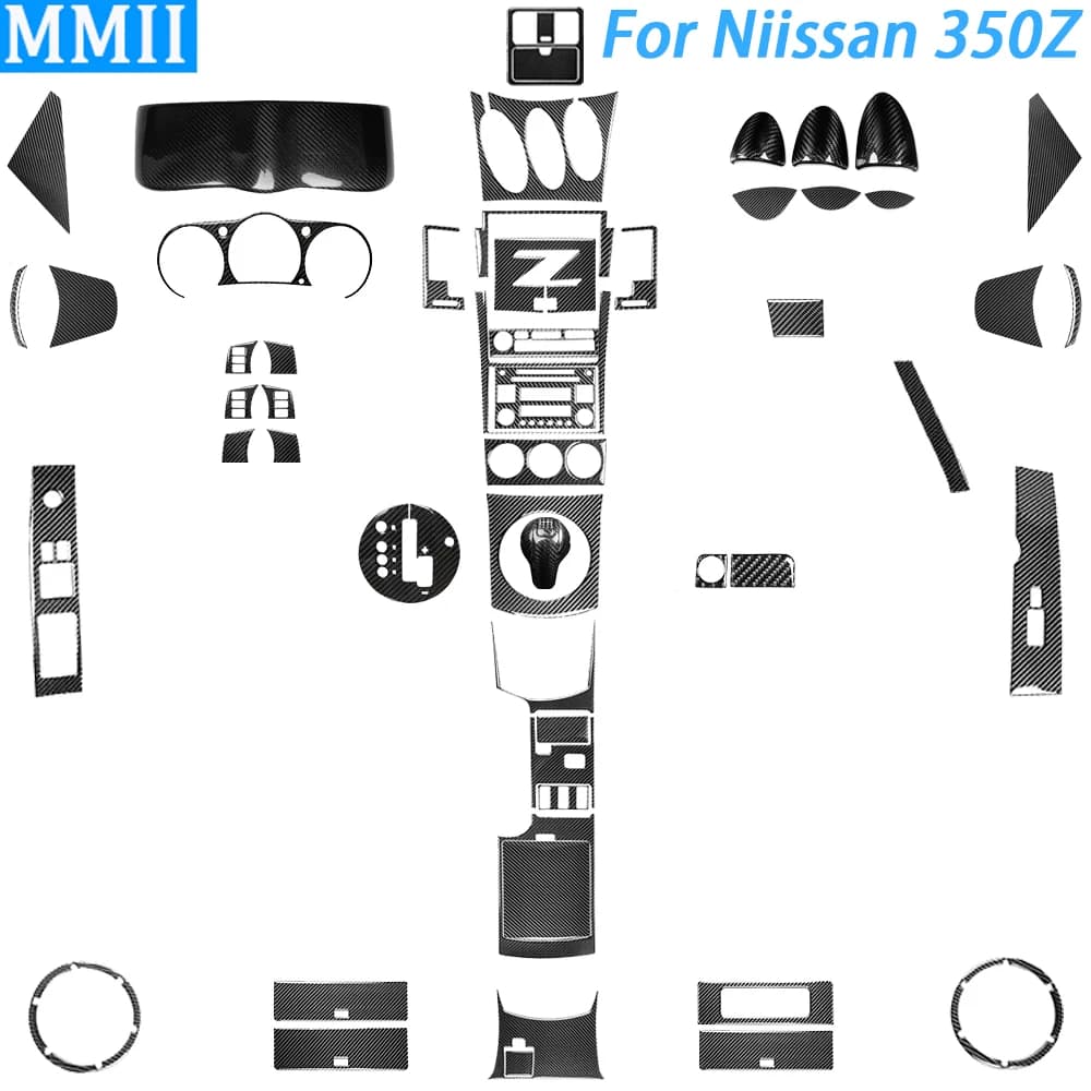 Per Nissan 350Z 2003-2009 In Fibra di Carbonio Cambio Finestra Ascensore Uscita Aria Cruscotto Volante Trim Vestito Interni Auto adesivo