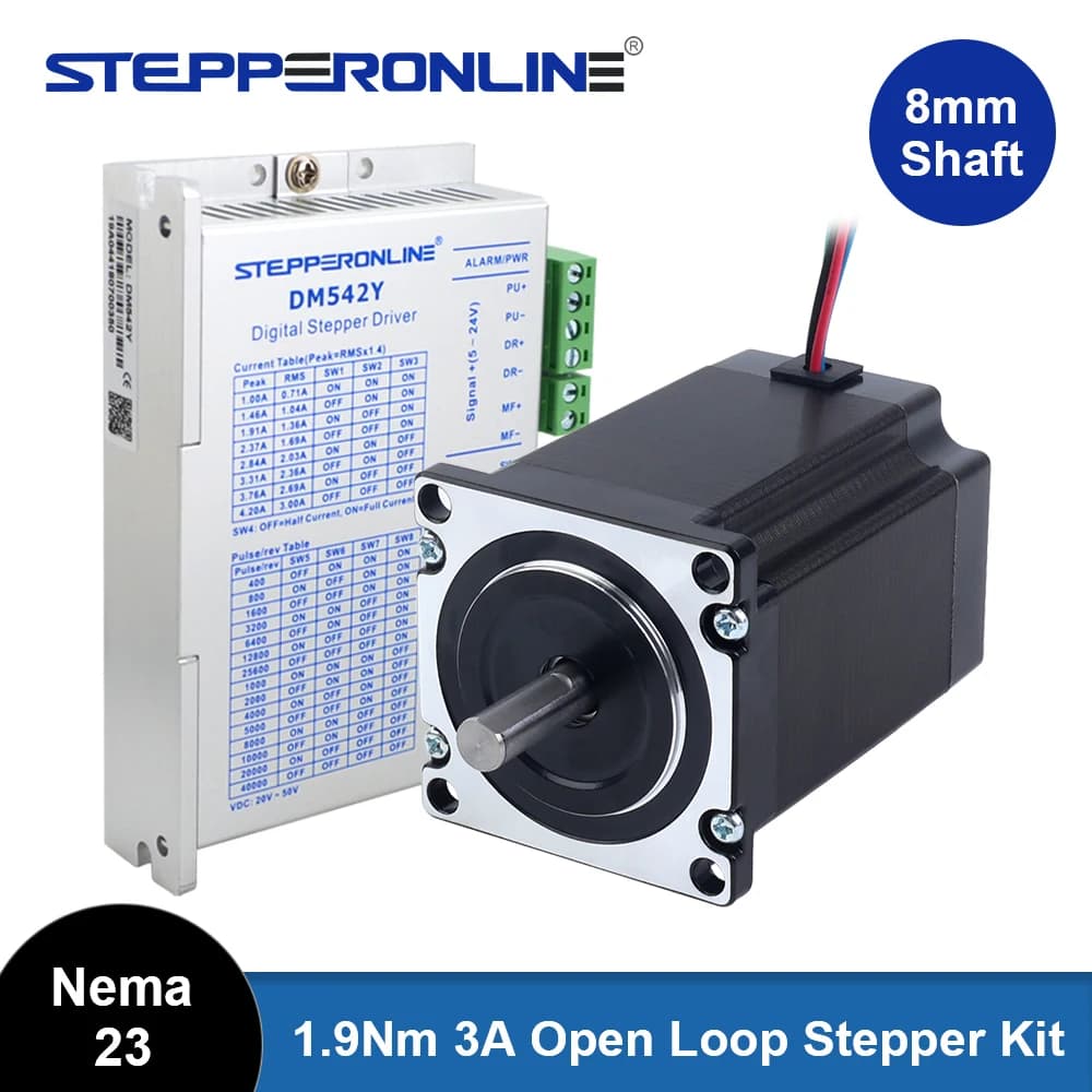 STEPPERONLINE Kit driver motore passo-passo Nema 23 Open Loop 1.9Nm 2.8A 57x76mm e driver Nema23 DM542Y per stampante 3D CNC