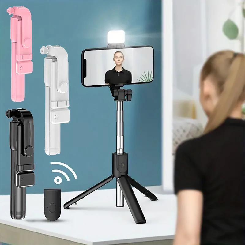 Support for portable tripod for selfie stick Bluetooth with remote shutter Filling light Wireless remote retractable phone support