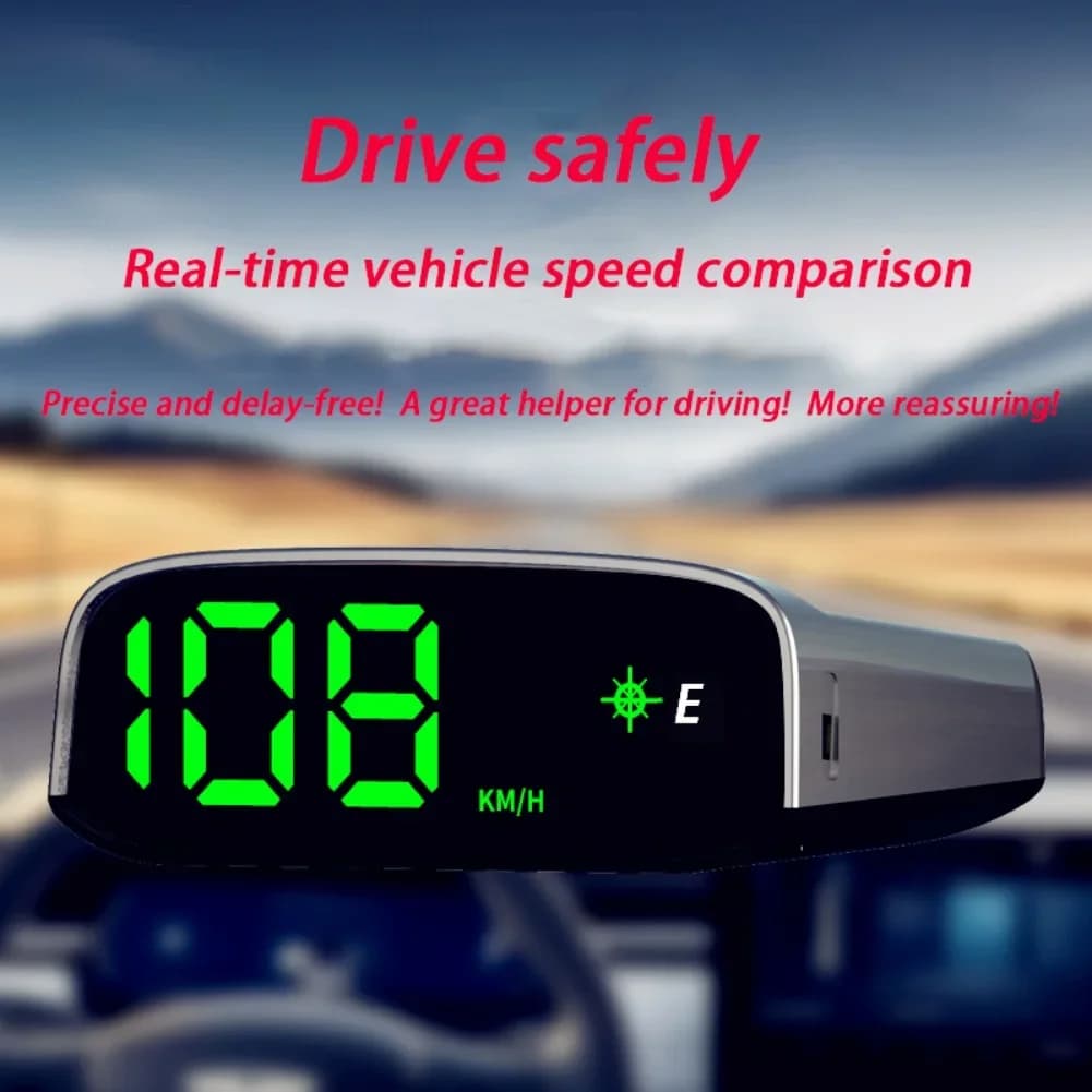 Solar Head Up Display GPS+ Digital Car Speedometer Intelligent Light Sensing HUD KM/H And MP/H Display LED Display