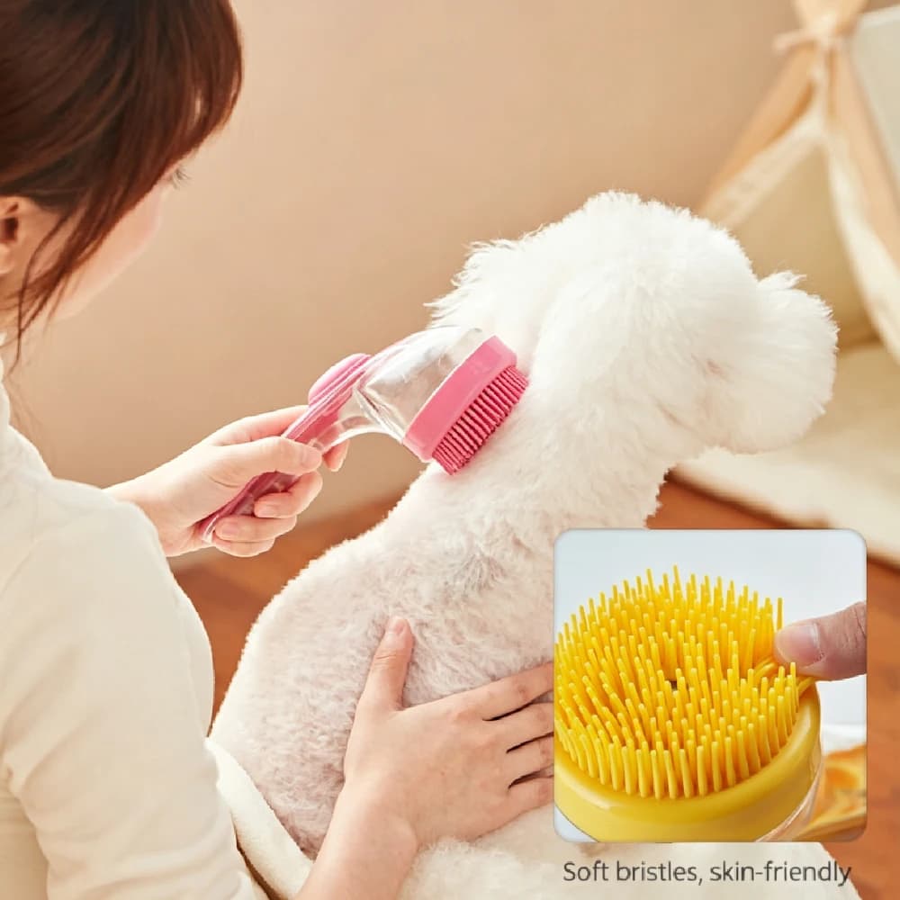 SPA Massage Dog Bath Scrubber, 2 in 1 Grooming Shampoo Brush for Deep Cleaning & De-shedding Cats and Dogs All Coats