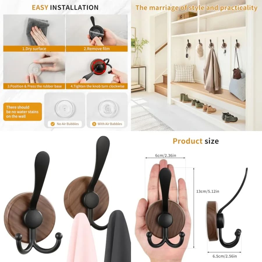 Ganci a ventosa resistenti per accessori da bagno per doccia, ganci per asciugamani senza trapano, per tenere abiti, cappotti, asciugamani, fortemente su piastrelle in vetro