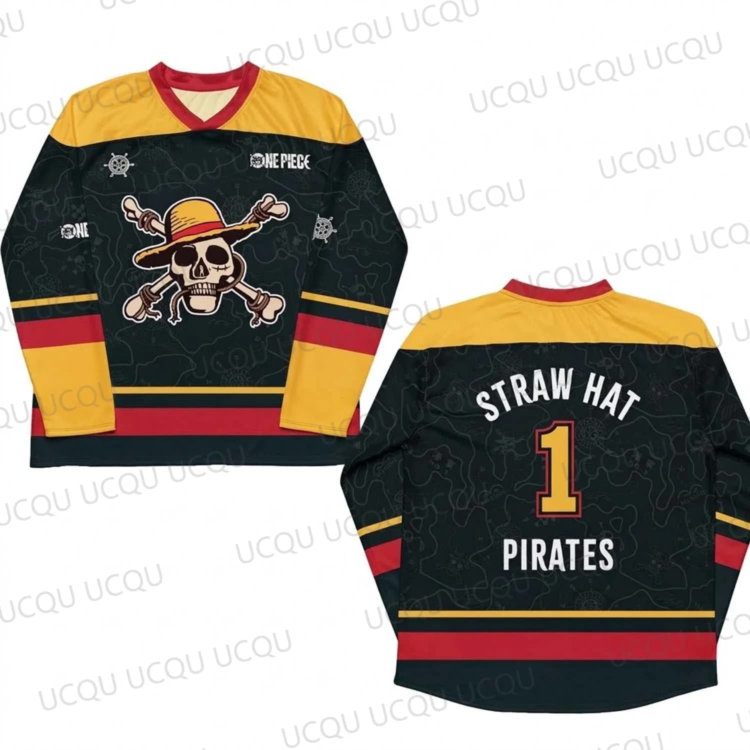 Maglia Sportiva Unisex 2026 Autunnale con Grafica Anime Pirata e Cappello di Paglia Integrato, Maglia da Hockey a Maniche Lunghe per Cosplay